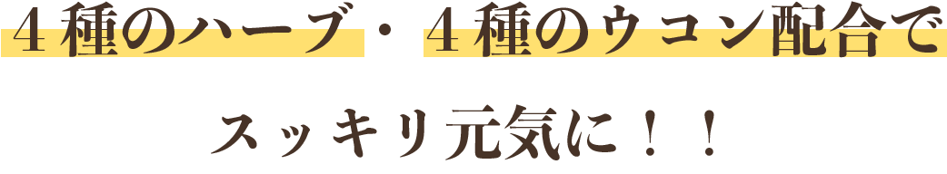４種のハーブ・４種のウコン配合でスッキリ元気に！！